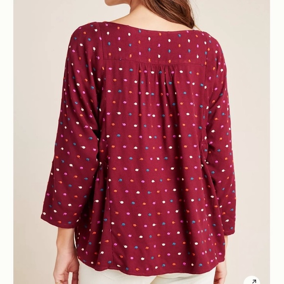 Anthropologie Maeve embroidered Polk a dot blouse - Picture 2 of 7